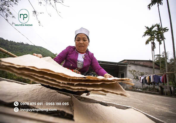 Hình ảnh quy trình phơi giấy dó ngoài trời